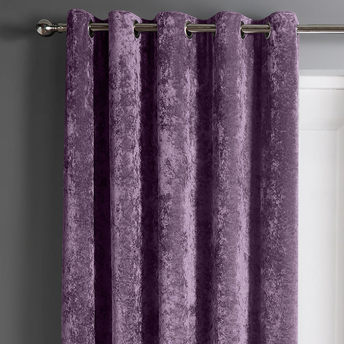 Crushed Velvet Eyelet Mauve Door Curtain