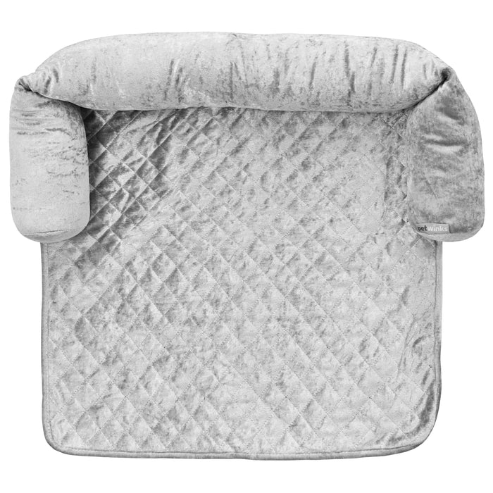 Pet Winks Luxury Crushed Velvet Silver Bolster Pillow Pet Sofa