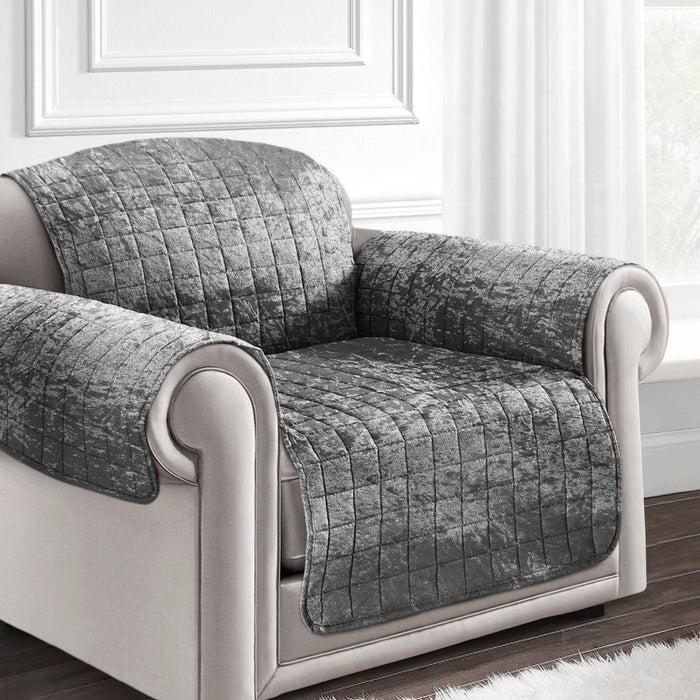 Intimates Luxury Silver Crushed Velvet Sofa Protector