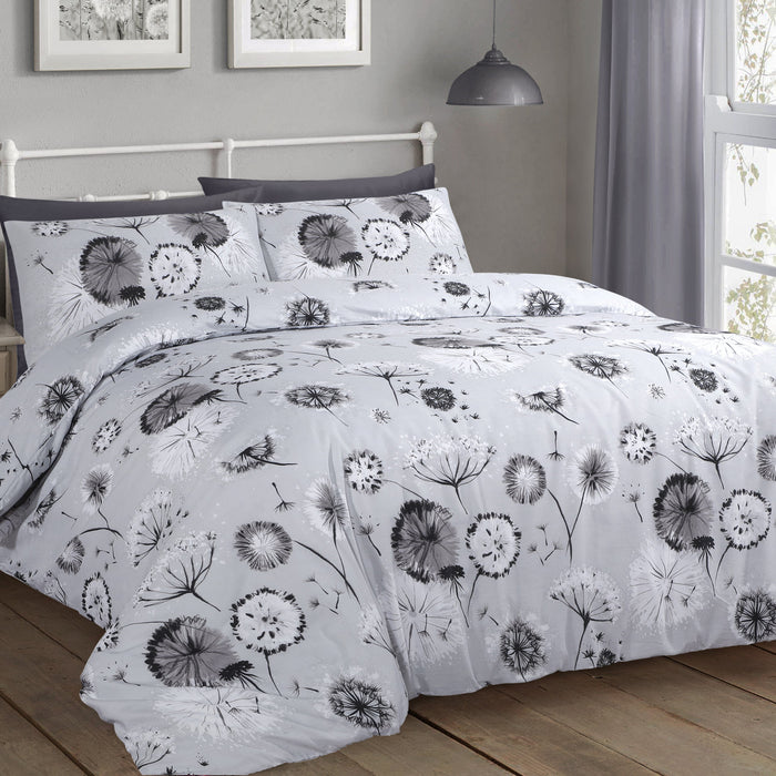 Dandelion Grey Duvet Cover & Pillowcase Set