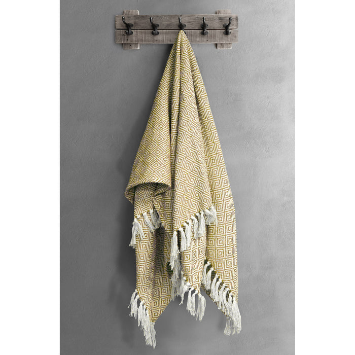 Luxury Cotton Diamond Ochre Tassel Throw