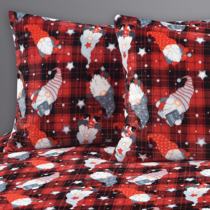 Gonks Check Flannel Teddy Fleece Duvet Cover & Pillowcase Set