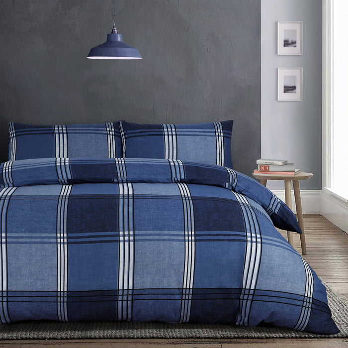 Hamilton Check Blue Duvet Cover & Pillowcase Set