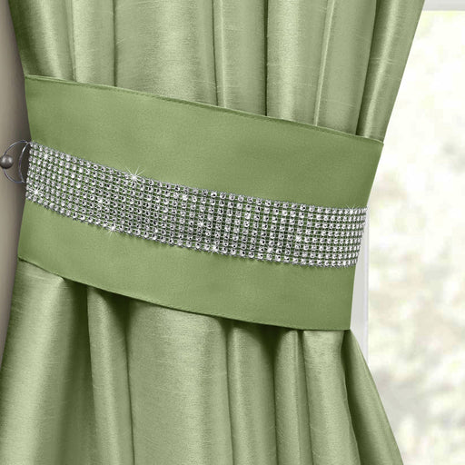 Manhattan Green Diamante Tiebacks