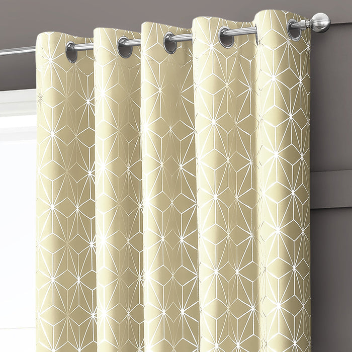 Moreno Cream Thermal Blackout Ready Made Eyelet Curtains