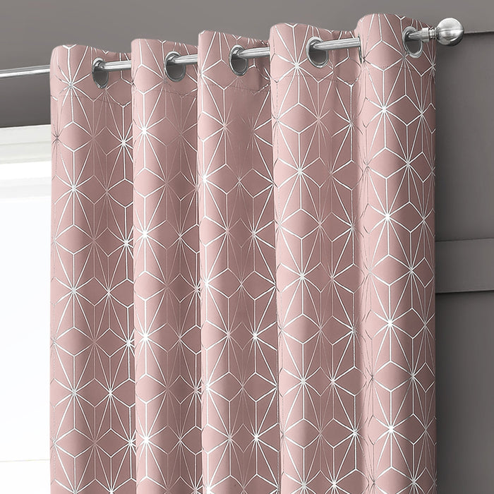 Moreno Pink Thermal Blackout Ready Made Eyelet Curtains