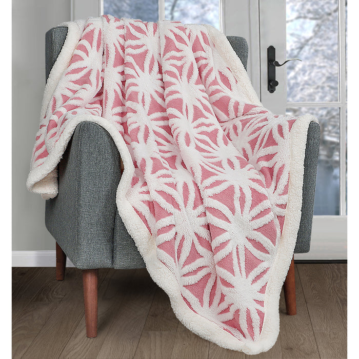 Coral Pink Tufted Orbit Sherpa Fleece Throw Blanket