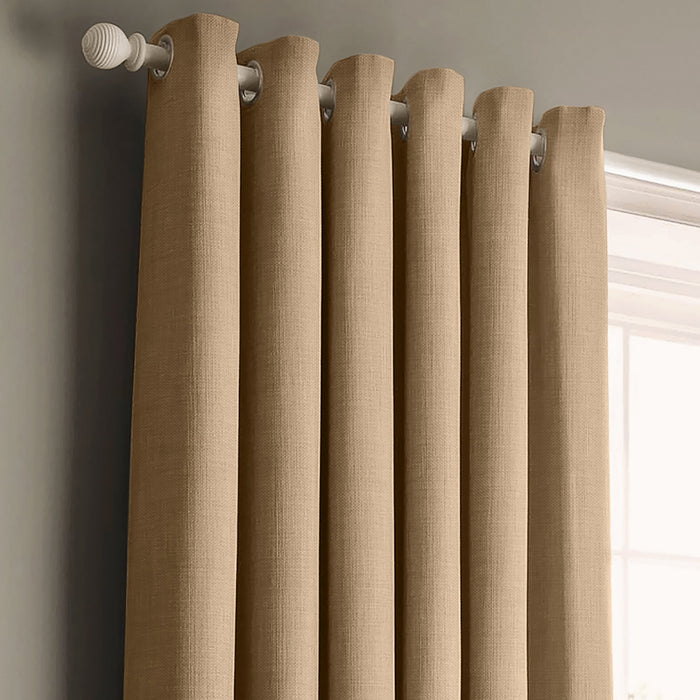 Panama Natural Ready Made Cotton Eyelet Curtains