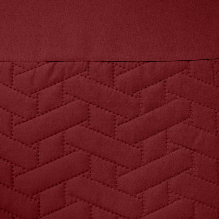 Quilted Geo Embossed Red Duvet Cover & Pillowcase Set