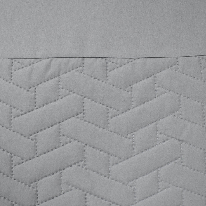 Quilted Geo Embossed Silver Duvet Cover & Pillowcase Set