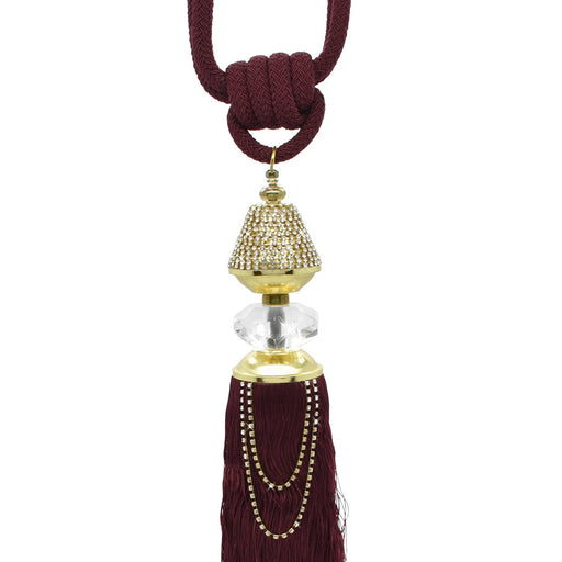 Large Burgundy Diamante Sparkle Rope Curtain Tieback