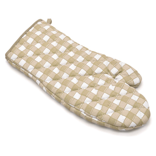 Cream Gingham Check Cotton Oven Glove