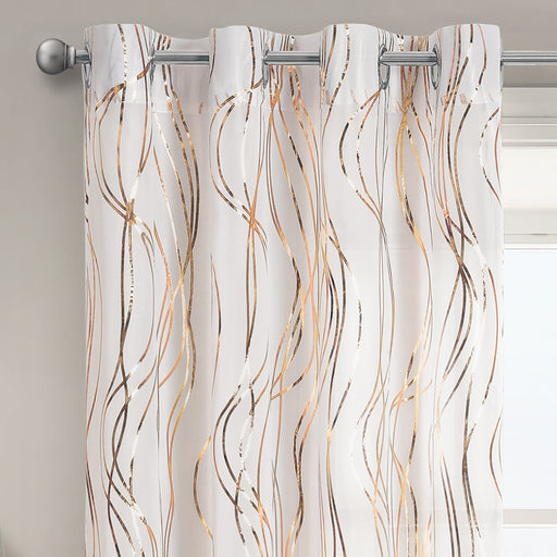 Swirls Eyelet Gold Voile Panel