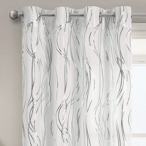 Swirls Silver Eyelet Voile Panel