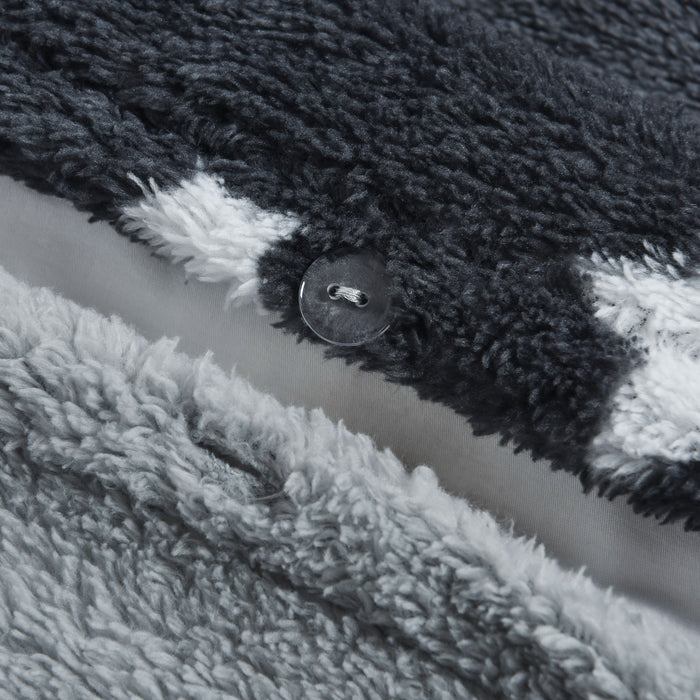 Galaxy Teddy Fleece Grey Duvet & Pillowcase Set