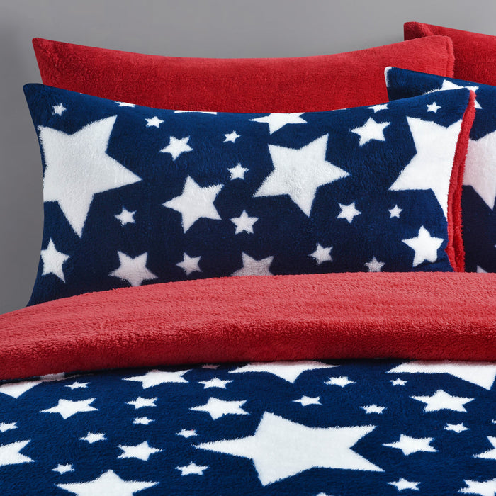 Galaxy Teddy Fleece Navy Duvet & Pillowcase Set