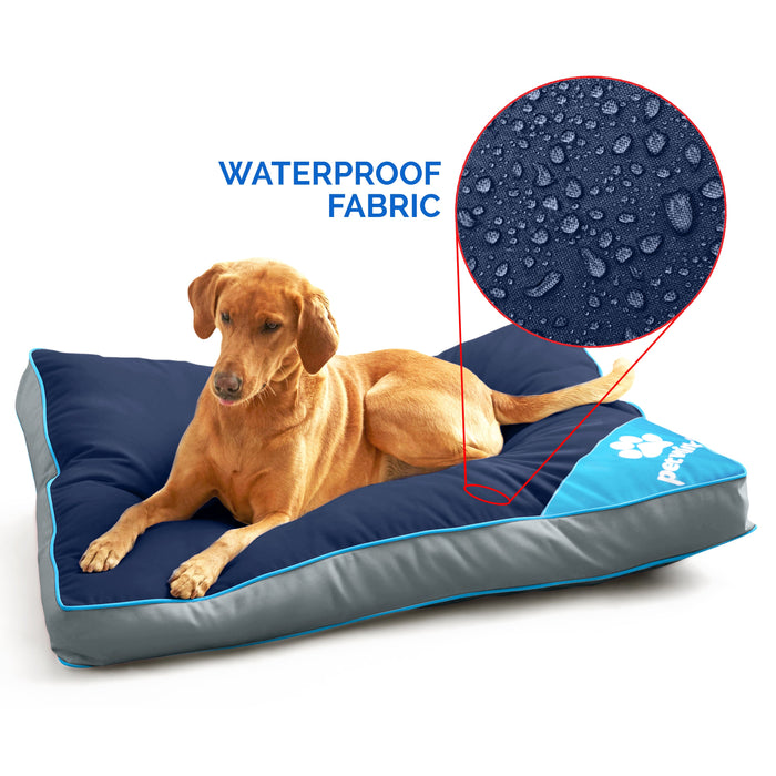Waterproof Navy & Aqua Pet Bed