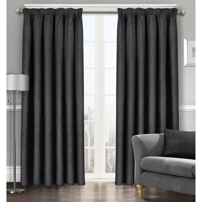 Westwood Black Dimout Pencil Pleat Curtains